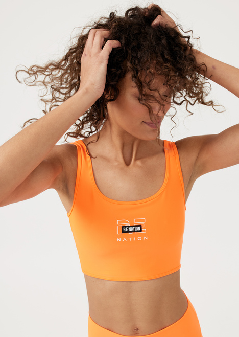 Grand Stand Sports Bra in Fluro Orange