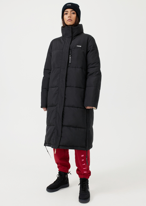 Infield Longline Puffer Jacket in Black